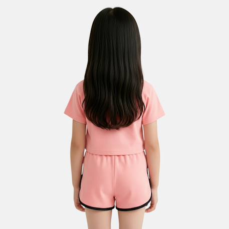 T-shirt avec logo et short fille Rose 3 - vertbaudet enfant 