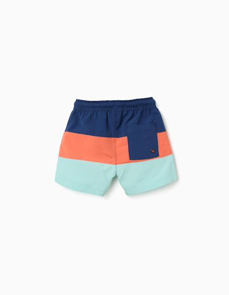 Short de bain avec bloc de couleurs et cordon de serrage Bleu foncé 3 - vertbaudet enfant 