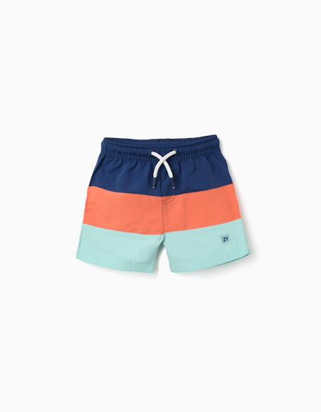 Short de bain avec bloc de couleurs et cordon de serrage Bleu foncé 2 - vertbaudet enfant 