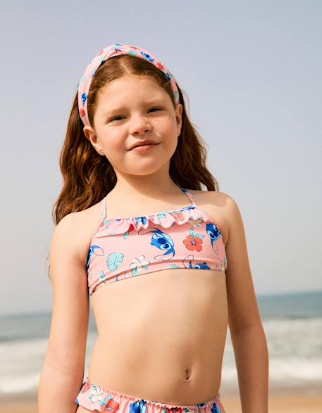 Maillot de bain 2 pièces avec motif stitch et volants Rose clair 1 - vertbaudet enfant 