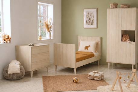 Lit évolutif 70x140 sur pieds- little big bed en bois décor hêtre cendré - opaline Beige 5 - vertbaudet enfant 