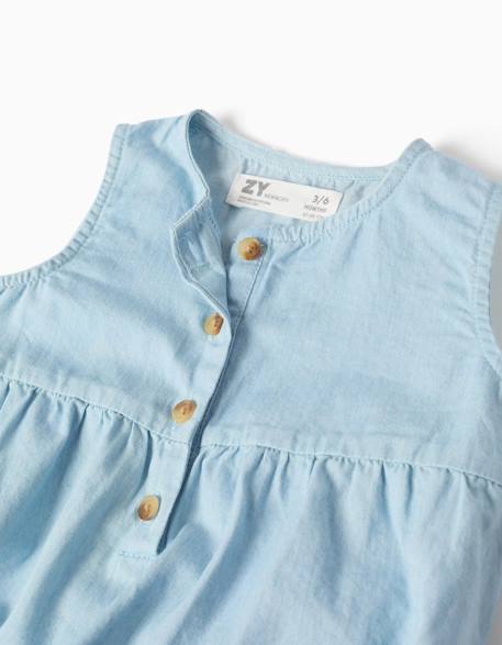 Barboteuse en jean en coton sans manches Bleu clair 4 - vertbaudet enfant 
