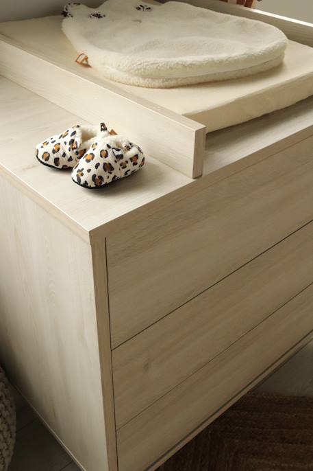 Commode à langer 3 tiroirs sur pieds - décor bois hêtre cendré - opaline Beige 5 - vertbaudet enfant 