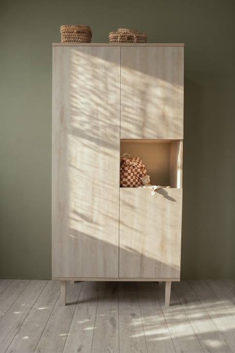 Armoire 3 portes et une niche sur pieds - décor bois hêtre cendré - opaline Beige 2 - vertbaudet enfant 