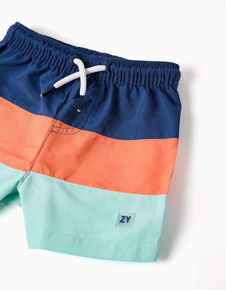 Short de bain avec bloc de couleurs et cordon de serrage Bleu foncé 4 - vertbaudet enfant 