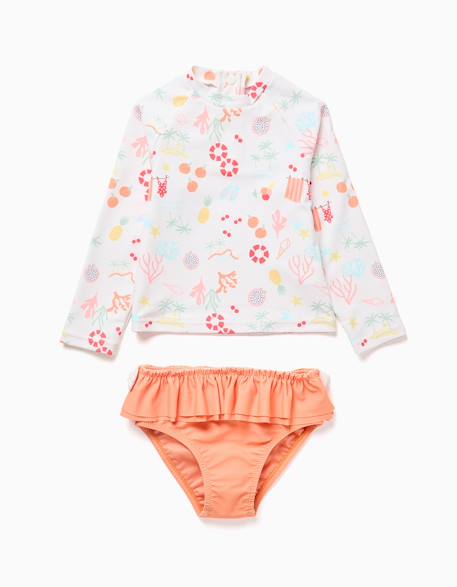 Ensemble de bain avec protection uv 40+ et motif plage Blanc 2 - vertbaudet enfant 