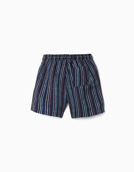 Short de bain à rayures avec cordon de serrage Bleu foncé 3 - vertbaudet enfant 