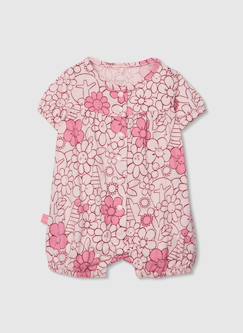 -Barboteuse bébé imprimé fleurs coton