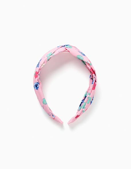 Serre-tête avec motif stitch et fleurs Rose clair 2 - vertbaudet enfant 