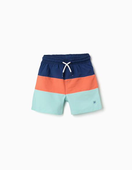 Short de bain avec bloc de couleurs et cordon de serrage Bleu foncé 2 - vertbaudet enfant 