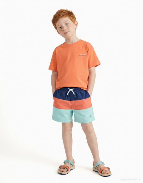 Garçon-Short de bain avec bloc de couleurs et cordon de serrage