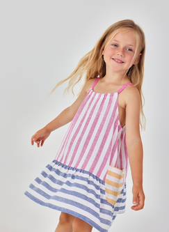 Robe en lin à rayures pour fille  - vertbaudet enfant
