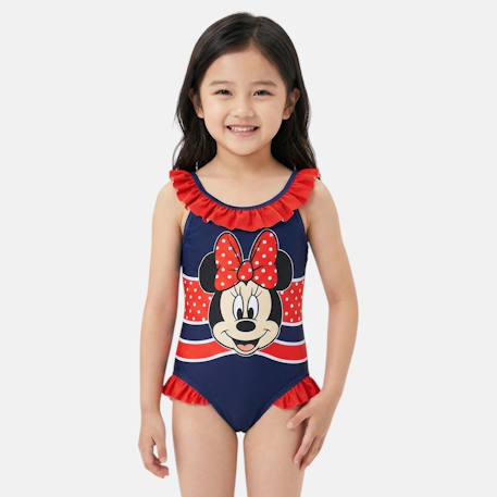 Fille-Maillot de bain-Maillot de bain fille 1 pièce bleu marine à volants motif personnage minnie