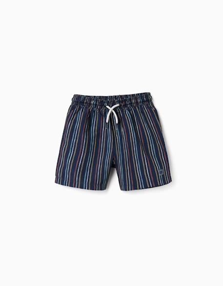 Short de bain à rayures avec cordon de serrage Bleu foncé 2 - vertbaudet enfant 