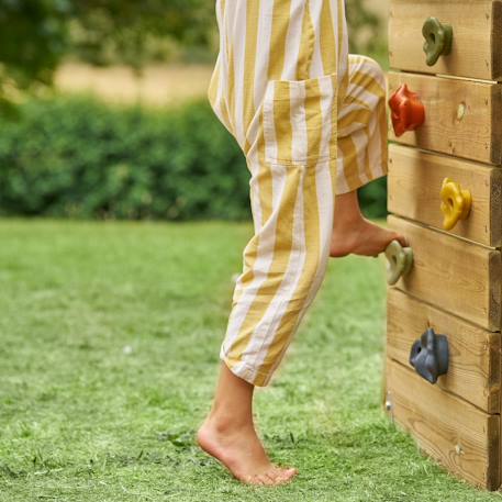 Aire de jeux toboggan - balançoires - mur d'escalade plaqueminier bois h240cm Maron - vert kaki 3 - vertbaudet enfant 