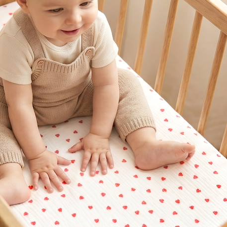 Drap housse berceau en gaze de coton lovio Bleu+Rouge 8 - vertbaudet enfant 