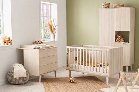 Lit bébé évolutif 70x140 sur pieds- little big bed en bois décor hêtre cendré - opaline Beige 4 - vertbaudet enfant 