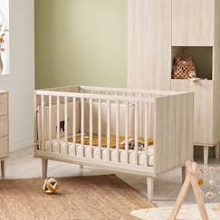 Chambre et rangement-Lit bébé évolutif 70x140 sur pieds- little big bed en bois décor hêtre cendré - opaline