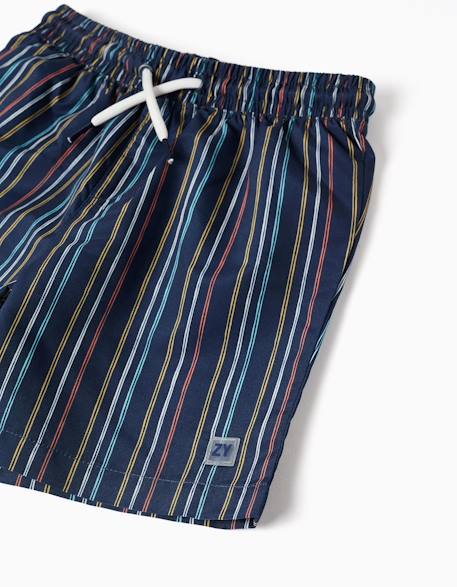 Short de bain à rayures avec cordon de serrage Bleu foncé 4 - vertbaudet enfant 