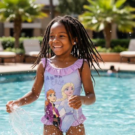 Maillot de bain bretelles asymétriques fille la reine des neiges Mauve 2 - vertbaudet enfant 