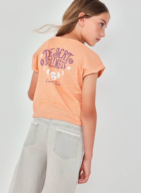 T-shirt fille coton Orange 1 - vertbaudet enfant 