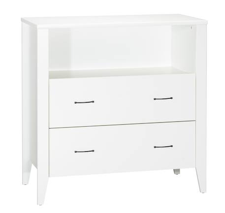 Commode à langer 2 tiroirs et une niche poignées métal - angele Blanc 3 - vertbaudet enfant 