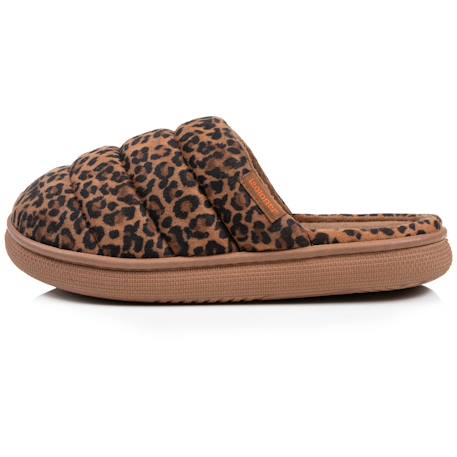 Chaussons mules matière sherpa, semelle bloup extra confort Ivoire+Léopard camel 10 - vertbaudet enfant 