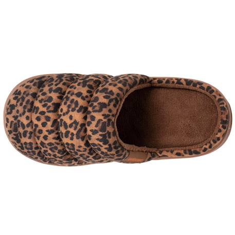Chaussons mules matière sherpa, semelle bloup extra confort Ivoire+Léopard camel 9 - vertbaudet enfant 