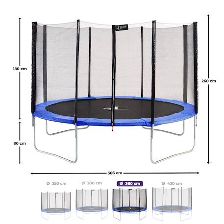 Trampoline rond bleu ø 360cm avec filet de protection Bleu 3 - vertbaudet enfant 