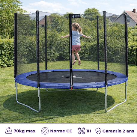 Trampoline rond bleu ø 250cm avec filet, échelle ,bâche et kit ancrage Bleu 3 - vertbaudet enfant 