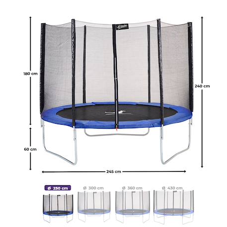 Trampoline rond bleu ø 250cm avec filet de protection Bleu 3 - vertbaudet enfant 