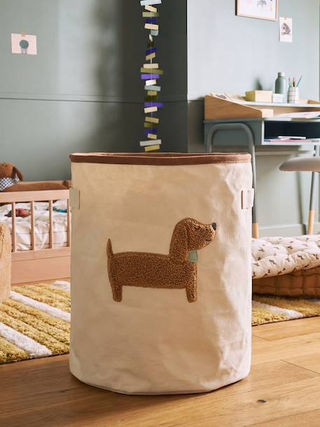 Panier rangement motif chien sherpa beige 1 - vertbaudet enfant 