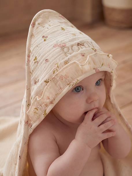 Cape de bain et gant en coton écru 1 - vertbaudet enfant 