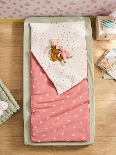 Sac de couchage coton cœur vieux rose 2 - vertbaudet enfant 