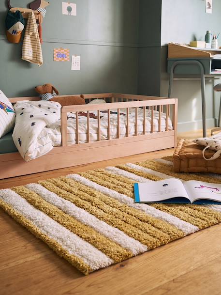 Tapis microfibres rayé rectangulaire rayé beige 1 - vertbaudet enfant 