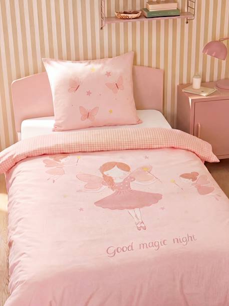 Parure housse de couette et taie d'oreiller rose pâle 2 - vertbaudet enfant 
