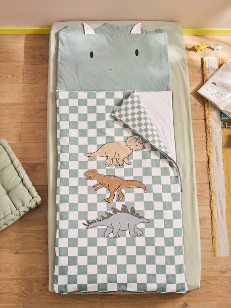 Sac de couchage enfant dinosaure carreaux vert 2 - vertbaudet enfant 