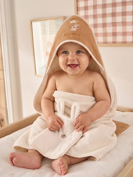 Cape de bain et gant en coton personnalisable noisette 6 - vertbaudet enfant 