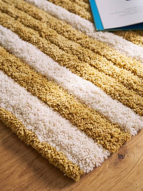 Tapis microfibres rayé rectangulaire rayé beige 2 - vertbaudet enfant 