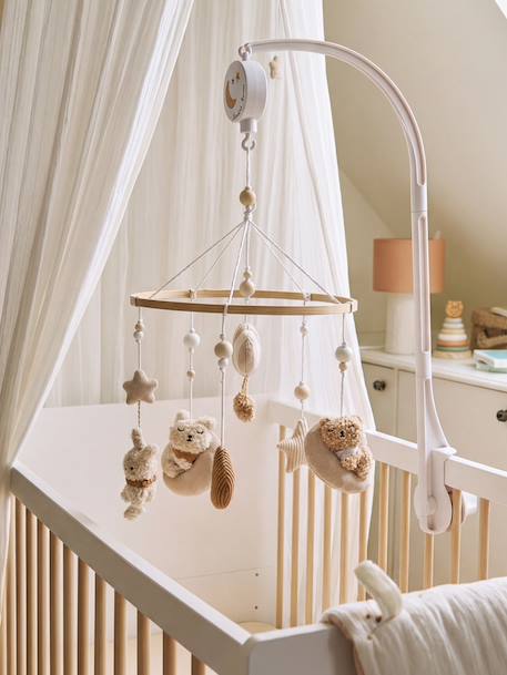 Mobile musical tissu et velours beige 1 - vertbaudet enfant 