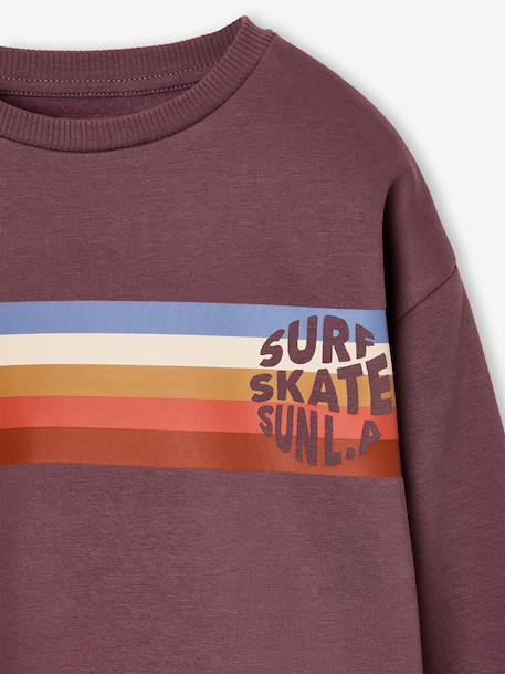 Sweat garçon col rond blanc chiné+mauve 11 - vertbaudet enfant 