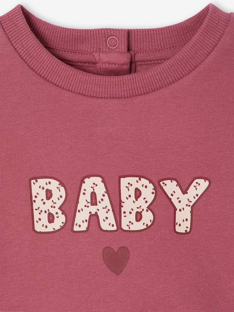 Sweat-shirt bébé fille message imprimé framboise+rose poudré+vanille 3 - vertbaudet enfant 