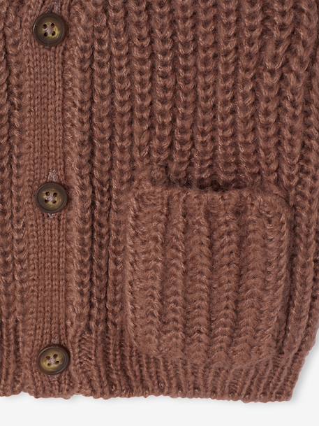 Gilet bébé col V en maille grosse jauge bleu grisé+chocolat 7 - vertbaudet enfant 