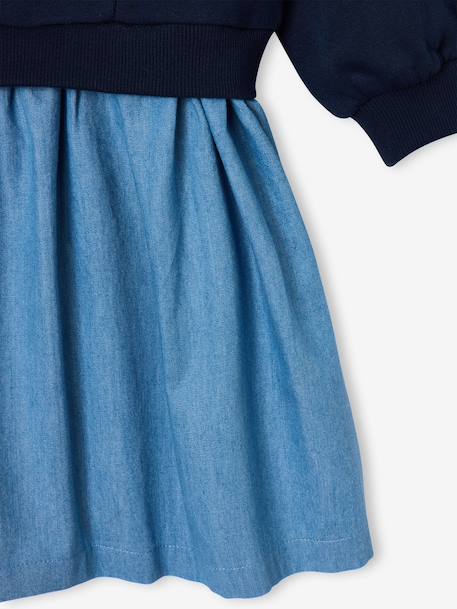 Robe manches longues fille écru+marine 10 - vertbaudet enfant 