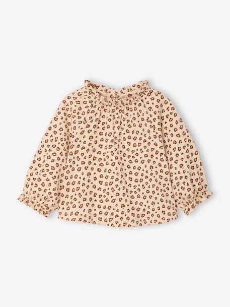 T-shirt manches longues bébé fille vanille+vert sauge 1 - vertbaudet enfant 