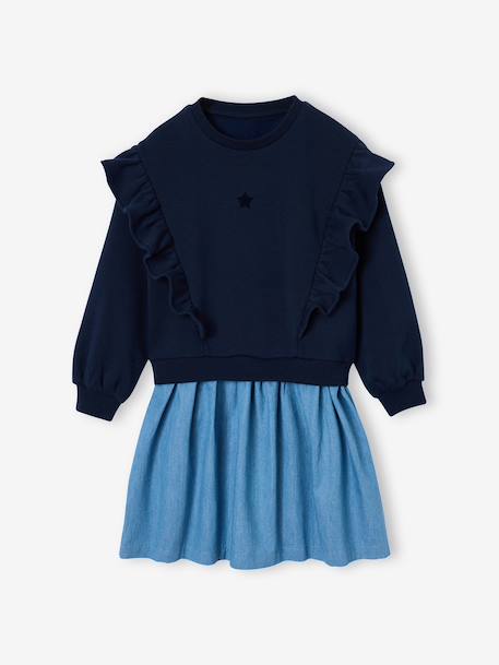 Robe manches longues fille écru+marine 7 - vertbaudet enfant 