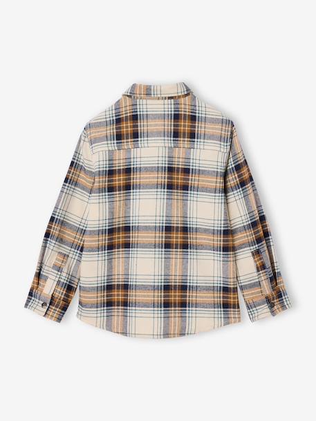 Chemise à carreaux en flanelle garçon bleu ardoise+bleu nuit+camel+carreaux marine+carreaux vert+vert anglais 13 - vertbaudet enfant 