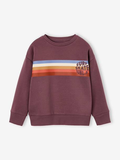 Sweat garçon col rond blanc chiné+mauve 9 - vertbaudet enfant 