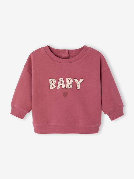 Sweat-shirt bébé fille message imprimé framboise+rose poudré+vanille 1 - vertbaudet enfant 