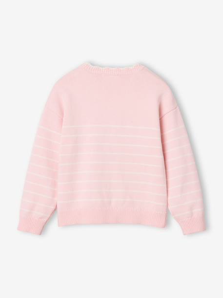 Pull fille manches longues framboise+marine+rose 9 - vertbaudet enfant 